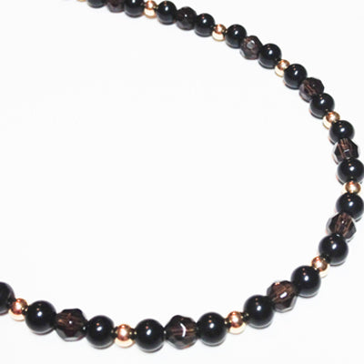 Focused Manifestation Beaded chain - smoky quartz, onyx