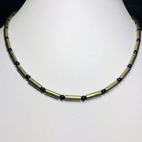Grounded Abundant Action Beaded Chain - Pyrite/Onyx