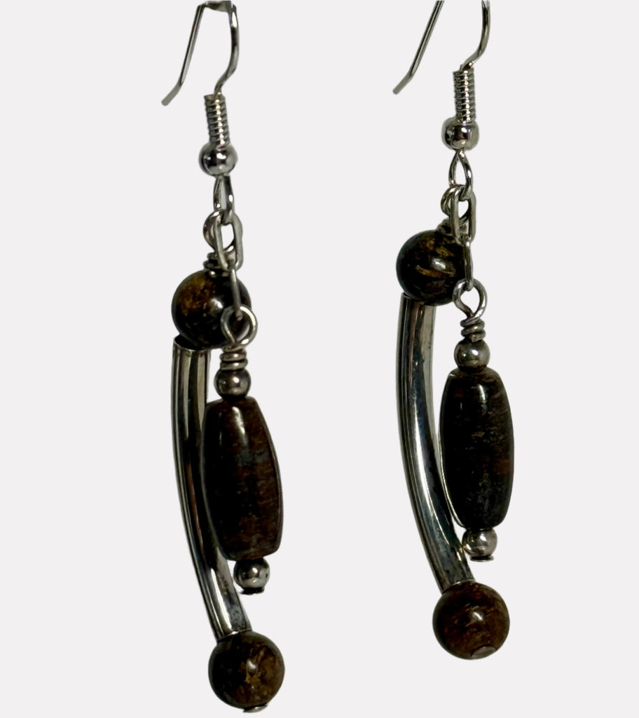 Stand in Your Power - Bronzite, .925 Sterling Silver Earrings 2,5”