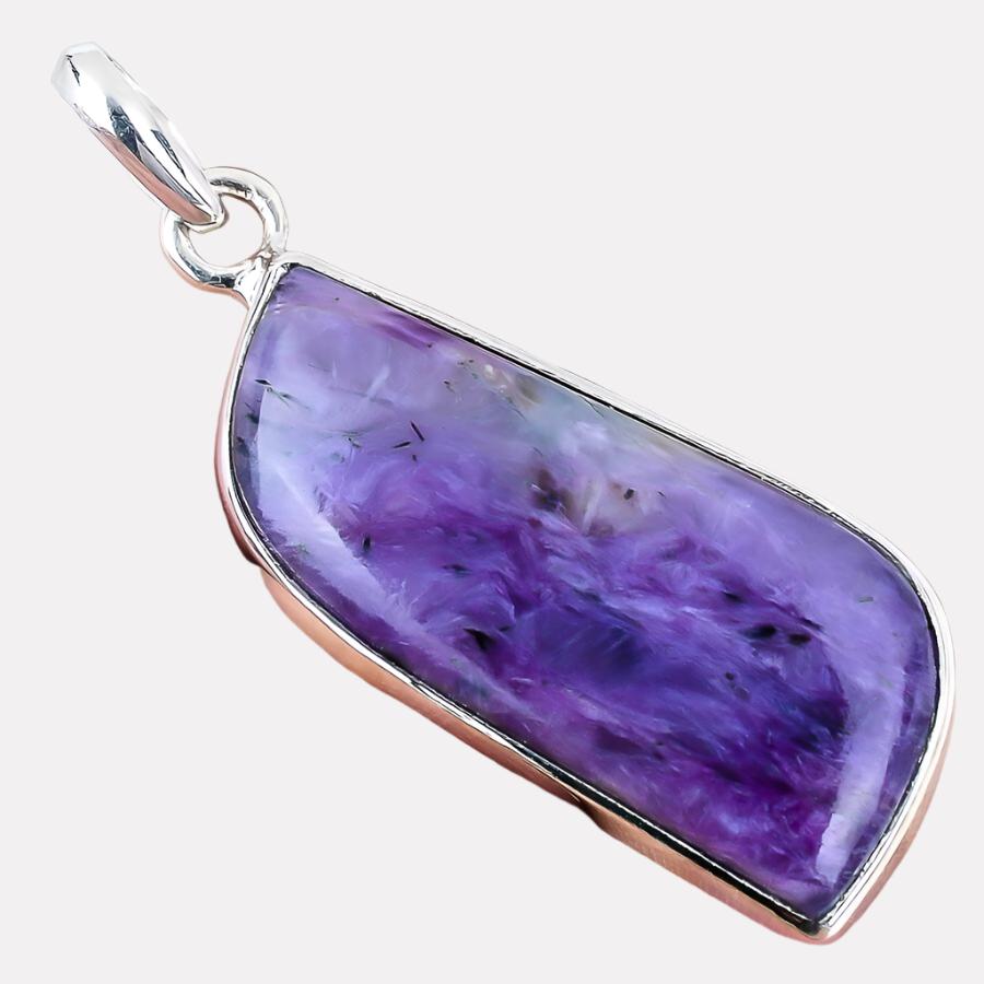 Power of Love - Charoite Pendant - .925 Sterling Silver 1.77"