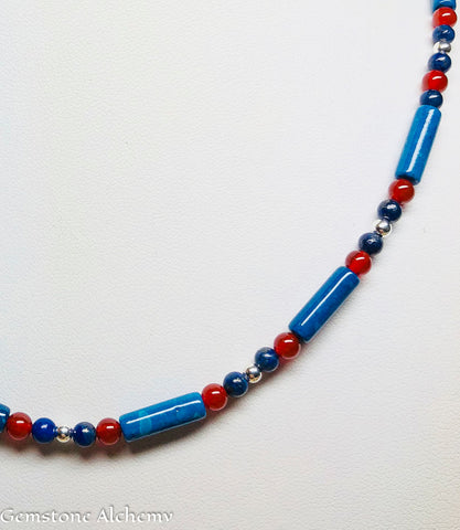 Strength & Wisdom Beaded Chain -Lapis Lazuli, Riverstone, Carnelian