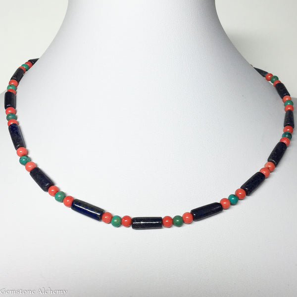 Unified Compassion Beaded Chain - Lapis Lazuli, Turquoise, Coral