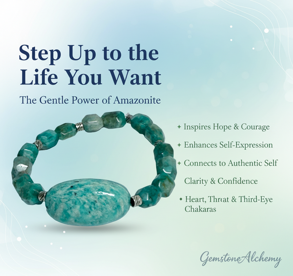 Step Up to the Life You Want with the Gentle Power Of Amazonite Bracelet Stretchy 7-8"