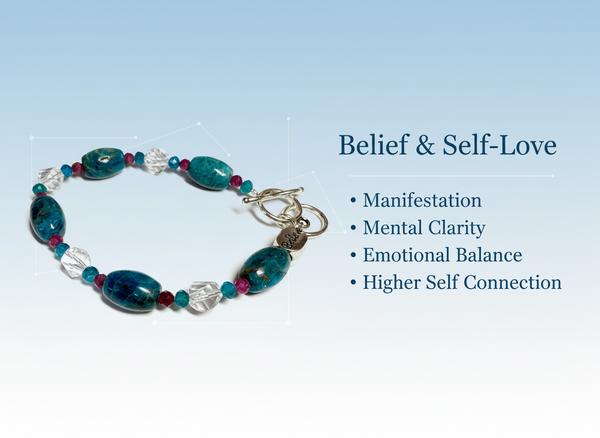 Belief and Self-Love Bracelet Apatite Blend - Apatite, Neon Apatite, Ruby, Quartz
