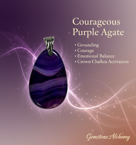 Courageous Purple Agate Oval Pendant - pewter bail (Copy)