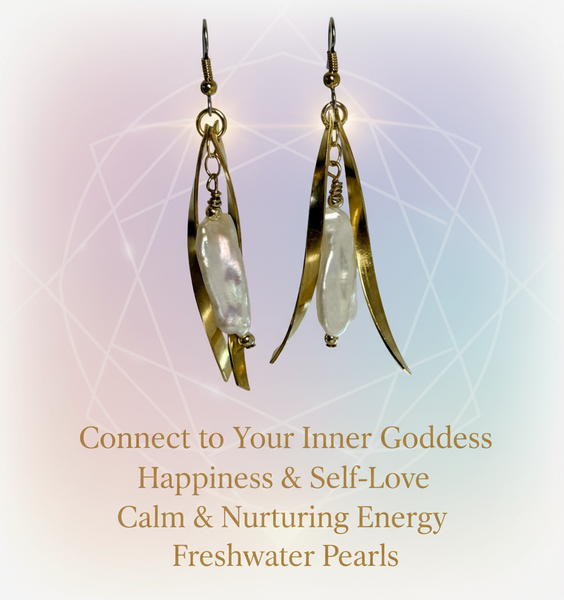 Goddess Freshwater Pearl Earrings2.6” Brass