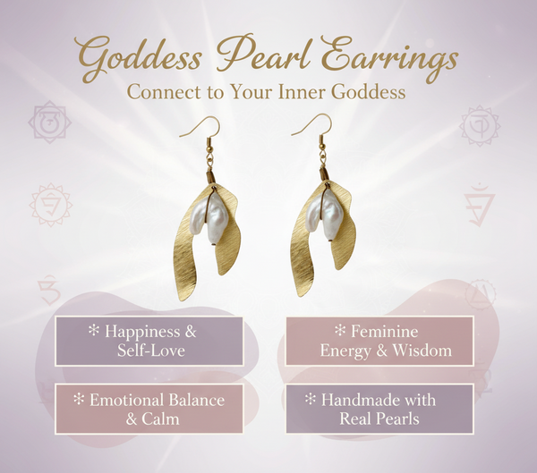Goddess Pearl Earrings 3” Brass