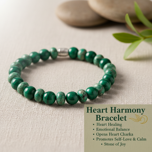 Heart Harmony Bracelet: Ocean Jasper & Malachite Duo for Love & Calm