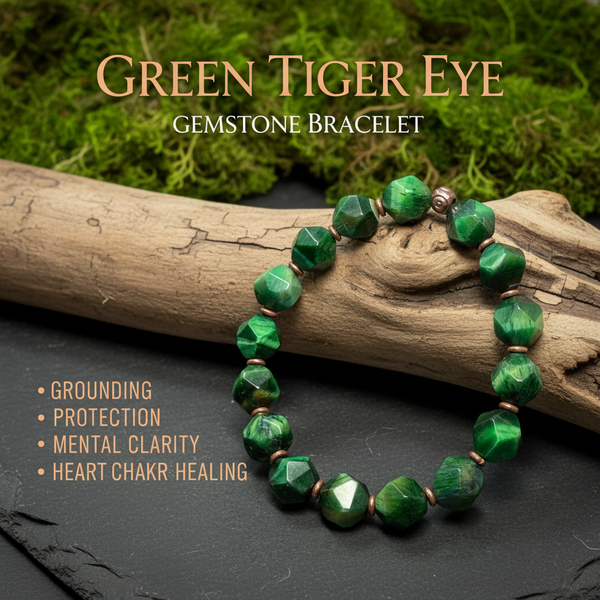 Heart of the Wild Bracelet  - Green tiger eye