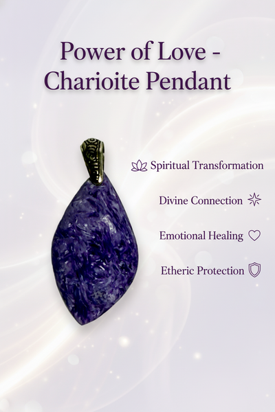Power of Love - Charoite Freeform Pendant - 2.6" Pewter Bail