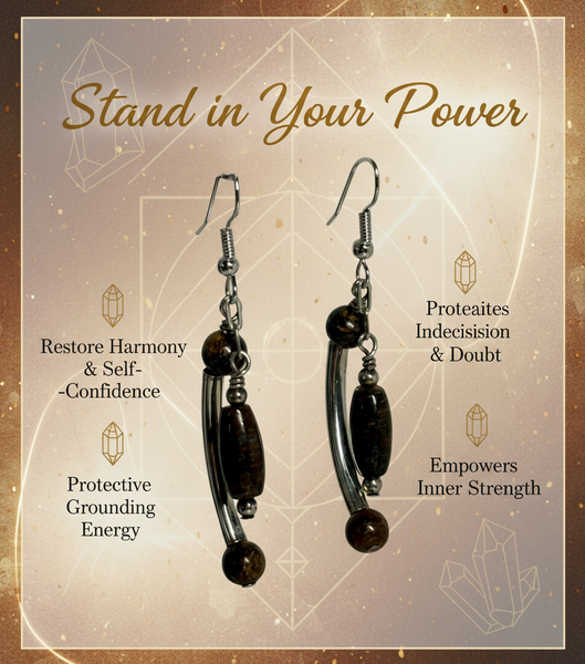 Stand in Your Power - Bronzite, .925 Sterling Silver Earrings 2,5”