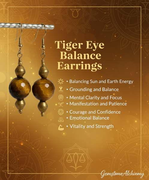 Tiger Eye Balance Earrings 2.5"