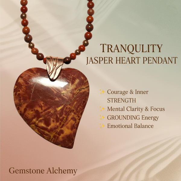 Tranquility Jasper Heart Pendant - 2.5"