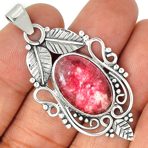 Pink Thulite 925 Sterling Silver Pendant  2”