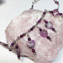 Uplifting Love Set - Crazy Lace agate, Lepidolite, purple jade