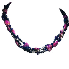 Strands of Joyous Vision Necklace _ Lapis Lazuli, Crazy Lace Agate, Purple Jade