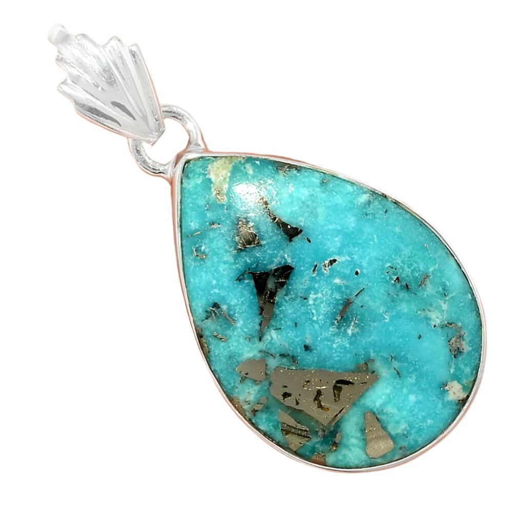 Grounded Truth - Natural Turquoise With Pyrite 925 Sterling Silver Pendant