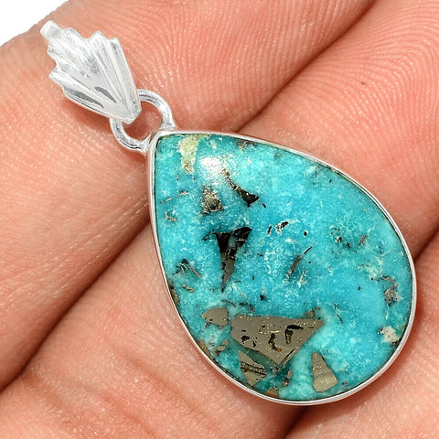 Grounded Truth - Natural Turquoise With Pyrite 925 Sterling Silver Pendant