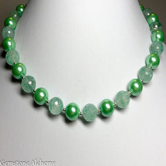 Becoming - Spring's Hope - Cultured Pearl, green quartz
