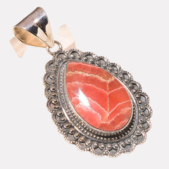 Rhodochrosite Vintage Style Pendant - Feel love and compassion for self