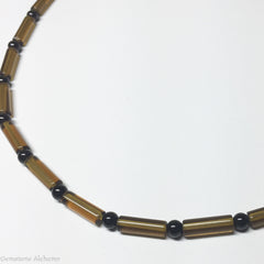Focused Manifestation Tubes Beaded Chain - Smoky quartz, onyx