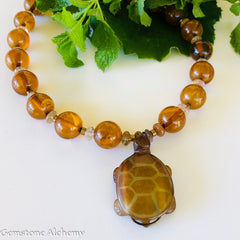 Turtle’s Energized Grounded Calm - Amber, Agate, Rutilated Quartz
